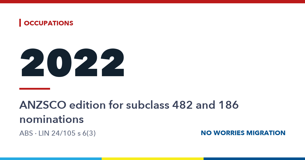 ANZSCO 2022: the occupation classification for subclass 482 and 186 nominations