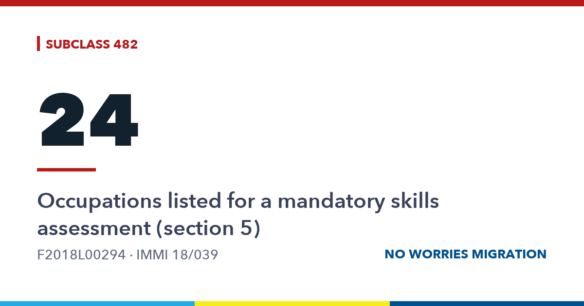 Mandatory skills assessment for the subclass 482 visa: IMMI 18/039